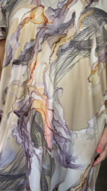 Stretch jurk Gold marble ecru/lila