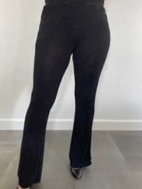 Flared stretch broek glitter zwart