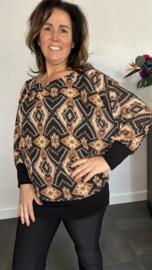 Blouse met boord aztec zwart