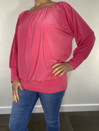 Shirt met elastische boord en vleermuis mouw travel fuchsia
