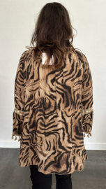 Top met flared mouw tijger camel