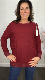 Fijn gebreide trui Sparkle met zakjes Bordeaux