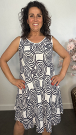 Linnenlook jurk Lenny-Cirkels wit