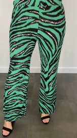 Broek met wijde pijpen tijger groen