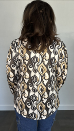 Soft shirt met v-hals en pofmouw elips zwart