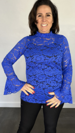 Kanten top Jill kobalt SALE