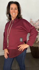 Sweater met capuchon /streep Bordeaux