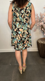 Jurkje met V-hals Gebloemd turquoise peach