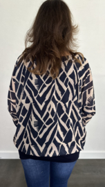 Blouse met boord Loïs ecru/marine