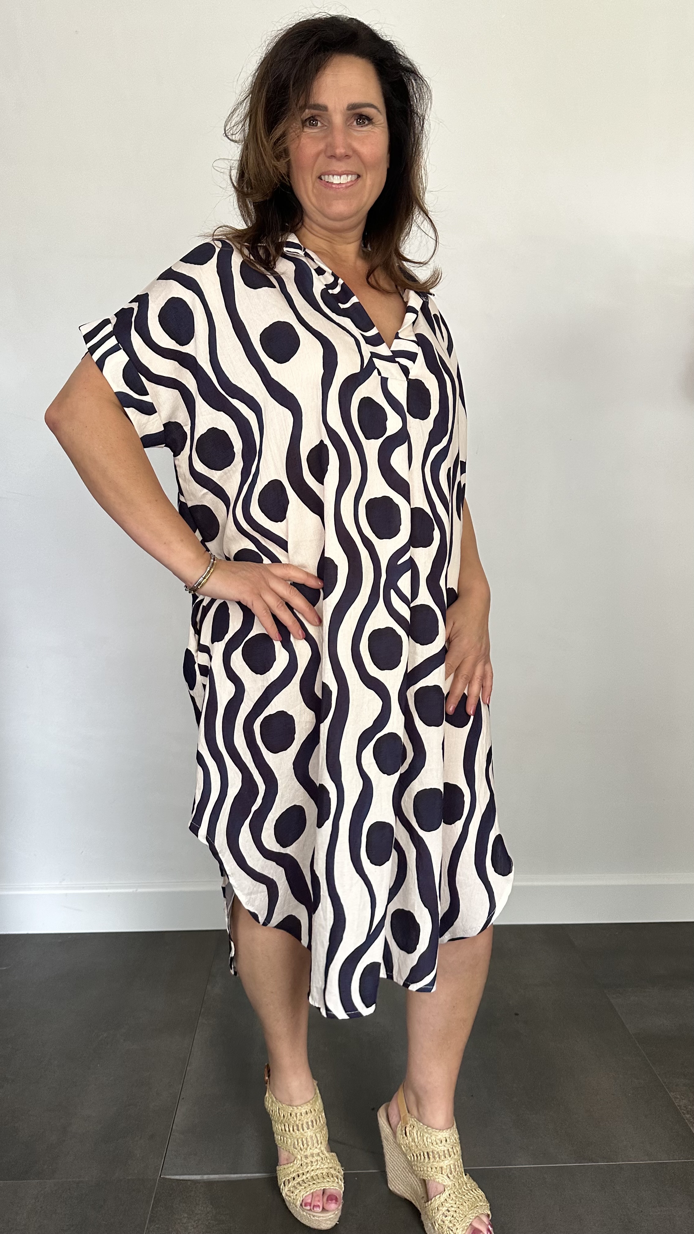 Jurk Leya waves &spots +Size Marine