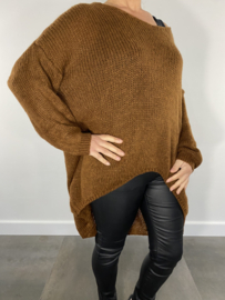 Oversized grof gebreide trui Patty bruin
