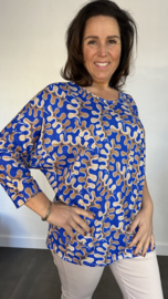 Shirt Debby fantasy met vleermuismouw kobalt