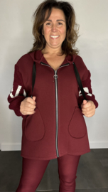 Vest met gebreide mouwen en capuchon "love" bordeaux