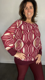 Blouse met boord elips bordeaux