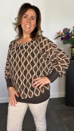 Blouse met boord wavy bruin