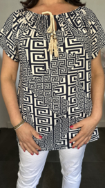 Shirt met koord travel Rome ecru/marine