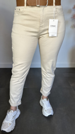 G-smack stretch jeans met riem Mom Fit Zand