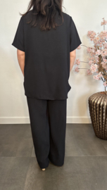 2-Delig pak met v-hals en sjaaltje Zwart