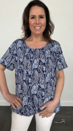 Ballon shirt met elastiek Paisley marine