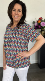 Ballon shirt met elastiek mini wave fuchsia (+size)