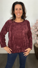 Baby rib sweater 2D reliëf print Bordeaux