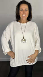 Tuniek baby rib met koord en ketting +SIZE ecru
