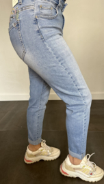 Red Berry stretch MOM fit jeans flowers