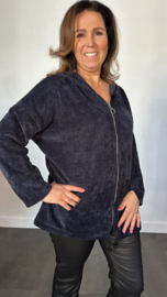 Baby rib vest met rits & capuchon +Size marine