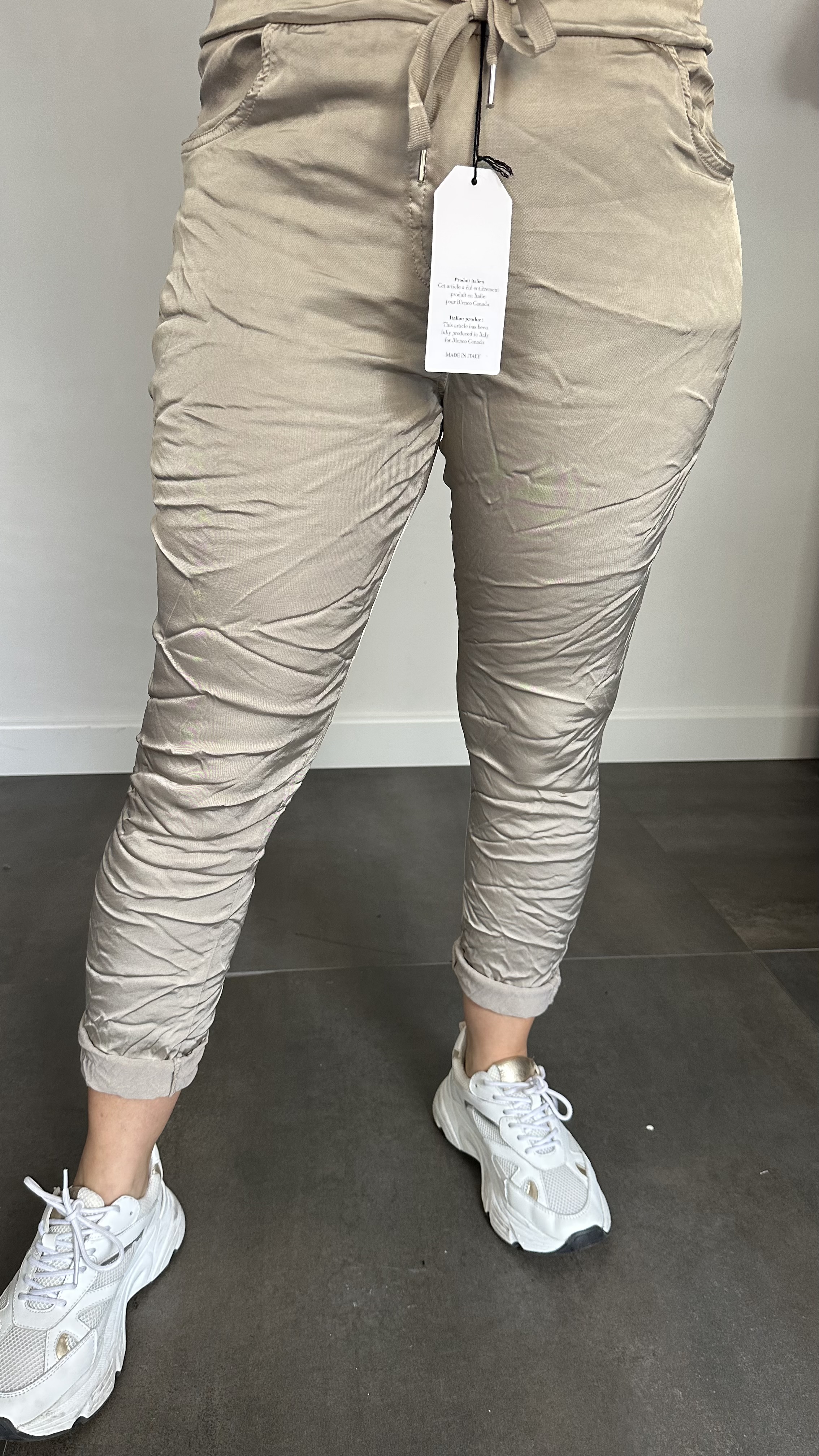 Joggjeans met glans zand