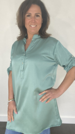 Lange blouse satijn look zeegroen
