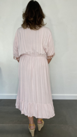 Lange jurk Roxy met strook en elastiek licht roze