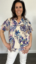 Blouse  Kristel met pofmouw blauw