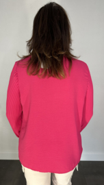 Blouse Tina met plissé pofmouw fuchsia