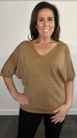 Trui silver sparkle cognac +Size