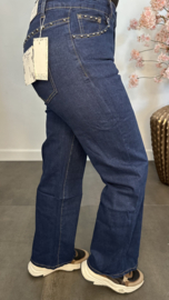 B.S. WIDE leg stretch jeans met studs