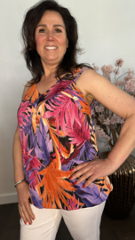 Ballon top met V-hals Autumn palm fuchsia