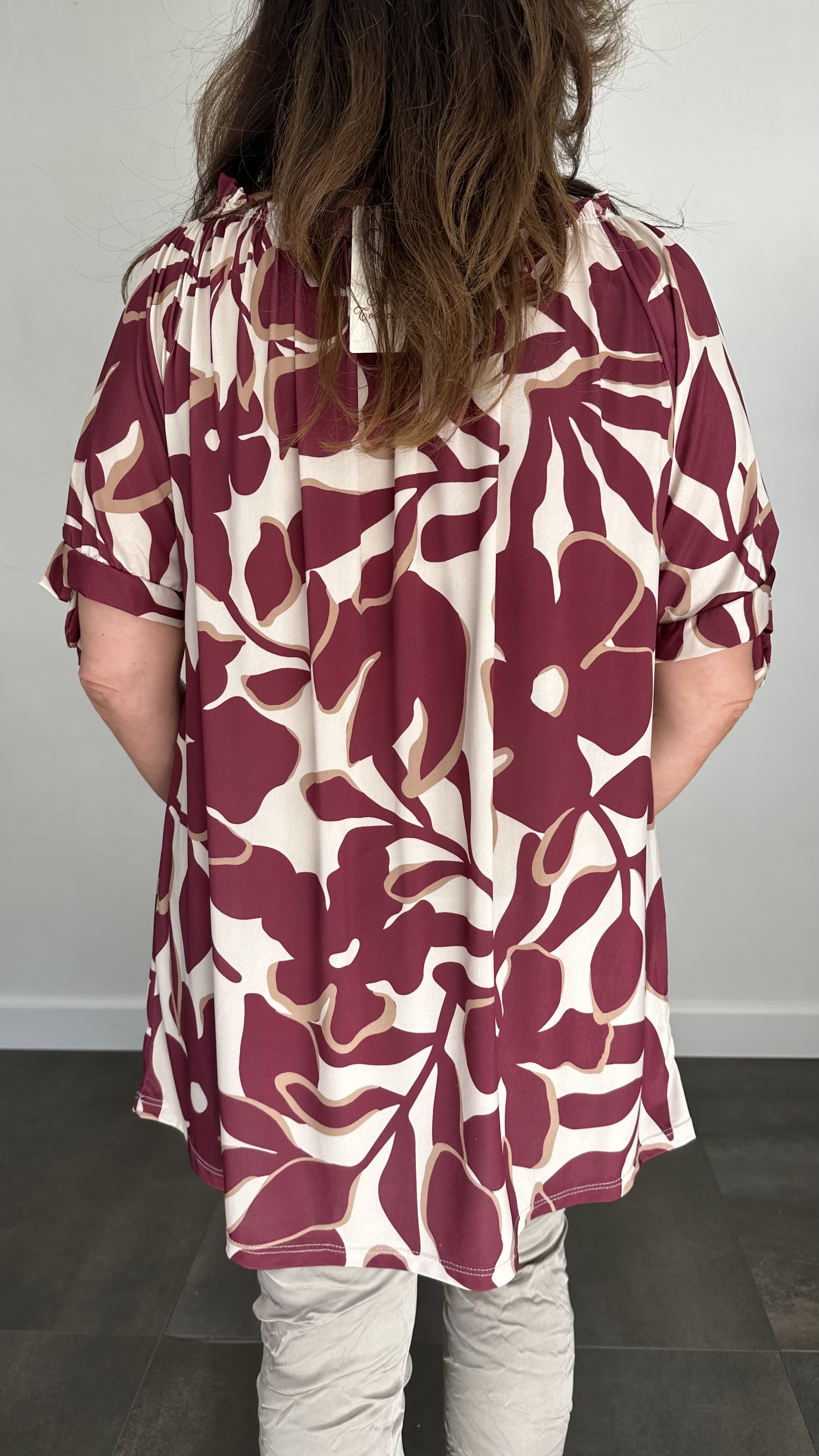 Top/ Tuniek fantasy flower bordeaux