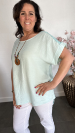 Shirt Nora kant +ketting Mint