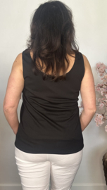 Hemd met brede schouderband ribbel Zwart