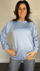 Sweater met gesmokte mouwen ijsblauw