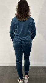 2-Delig velvet comfy pak met rits petrol