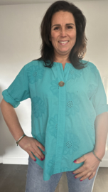 Geborduurde blouse Belle smaragd