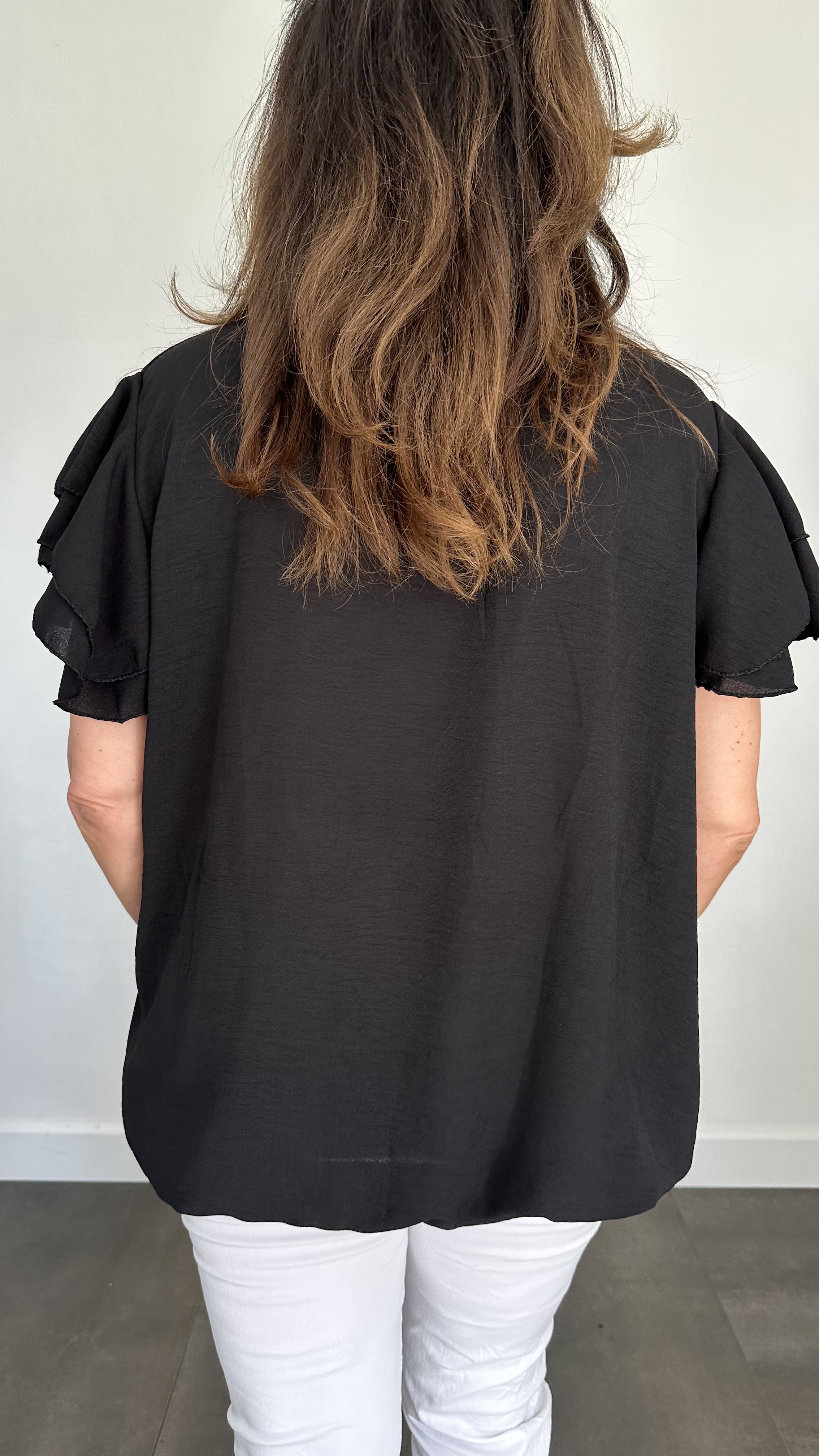 Shirt Celine met ketting zwart +SIZE