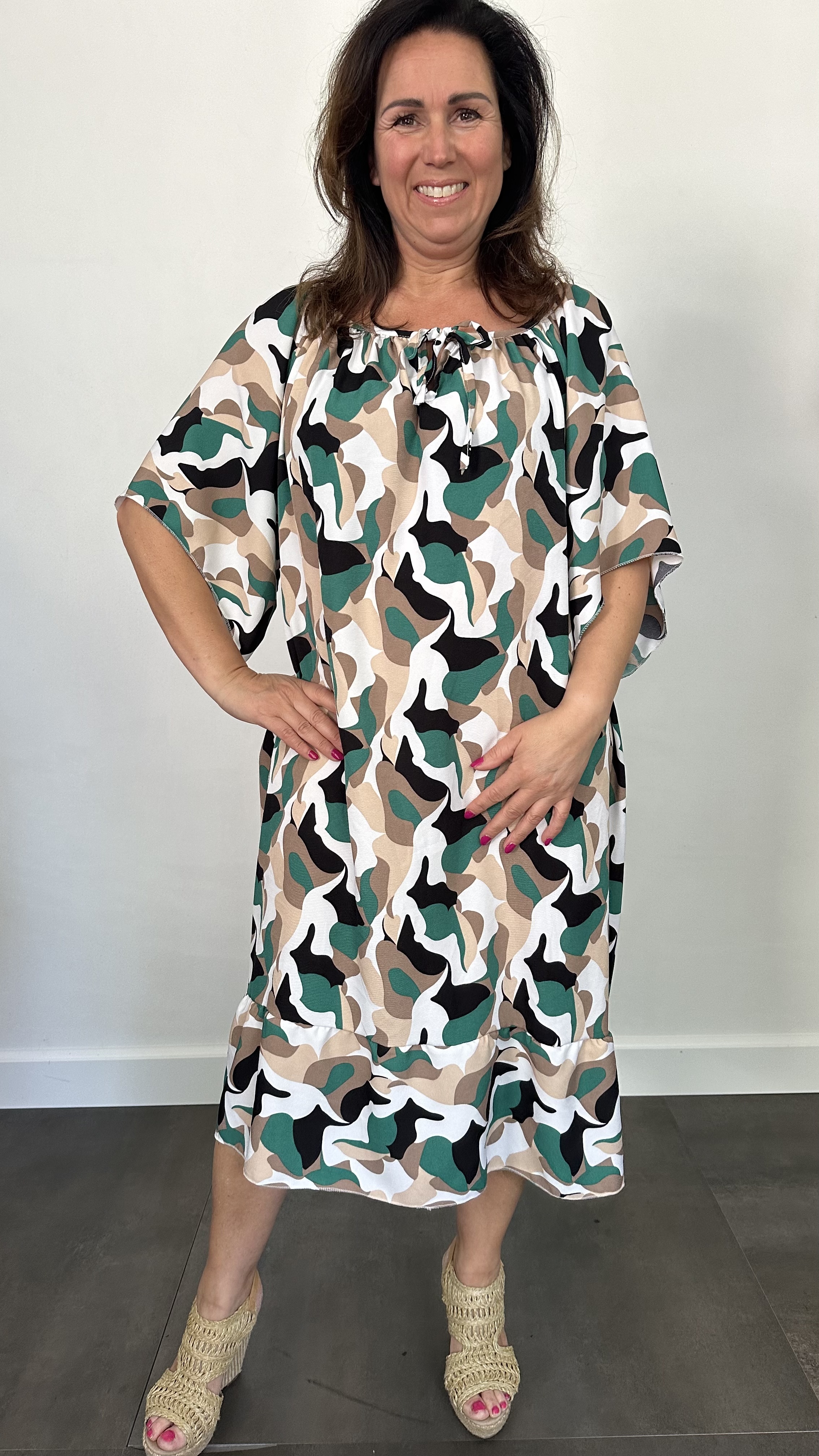 Jurk Rosita cammo +SIZE groen
