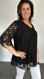 Kanten blouse Ilse +SIZE zwart