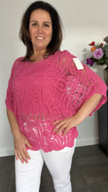 Gehaakte kanten top Valerie 2-delig fuchsia