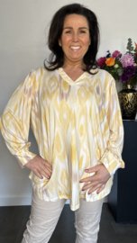 Soft shirt met v-hals en pofmouw Aztec Geel