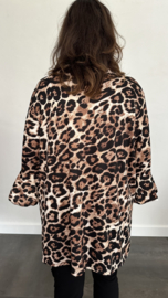 Tuniek met flared mouw panter camel