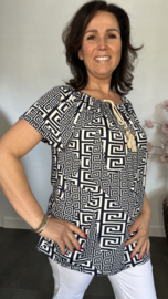 Shirt met koord travel Rome ecru/marine
