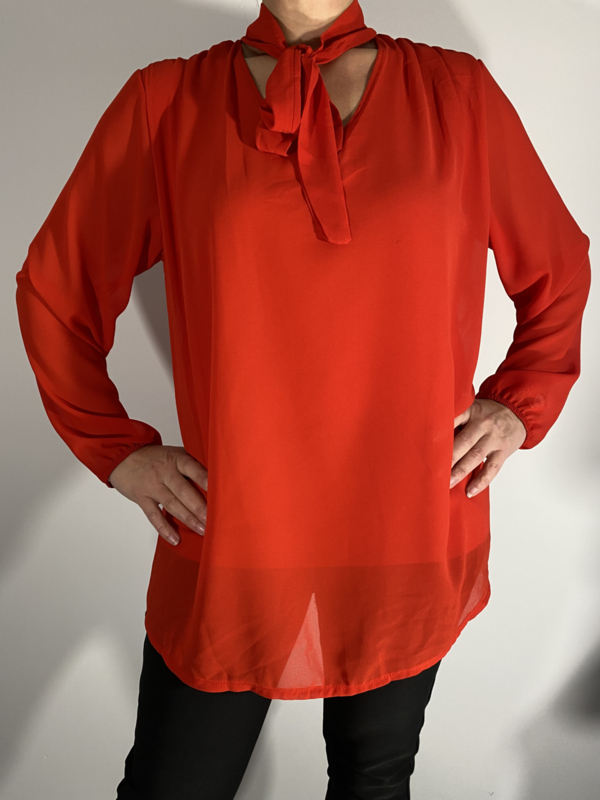 knuffel krab Grens Blouse met strik rood | Blouses | SASMODE.NL